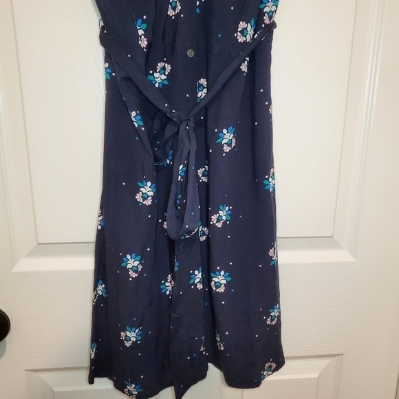 Loft Outlet Blue Button Up Dress w/tie Sz 12P - Picture 3 of 10